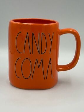 Rae Dunn "CANDY COMA" Ceramic Halloween Mug in Orange